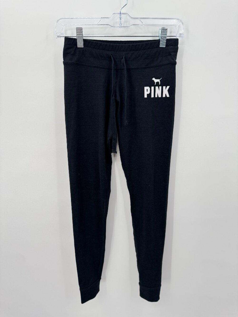 Victoria's Secret PINK Skinny Jogger Sweatpants Womens XS Black Dog Logo Stretch